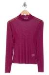 Afrm Los Angeles Zoe Rhinestone Long Sleeve Turtleneck Top In Purple Potion