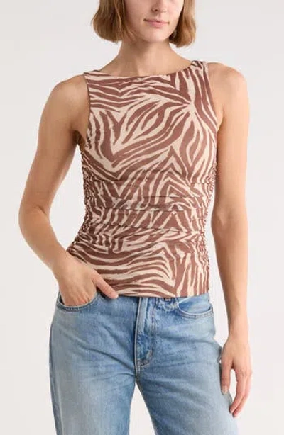 Afrm Los Angeles Zola Boat Neck Sleeveless Mesh Top