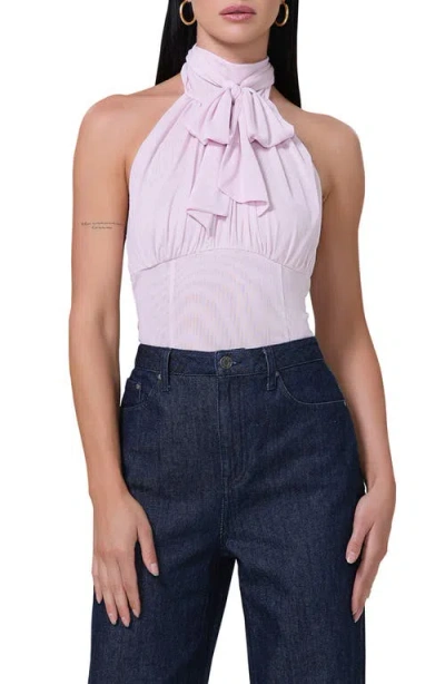 Afrm Lune Tie Neck Halter Top In Lilac Snow