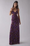 Afrm Lynn Ruched Side Cutout Halter Maxi Dress In Purple, Women's At Urban Outfitters In Multi
