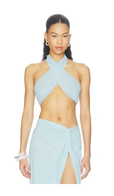 Afrm Lyra Burnout Velvet Top In Blue