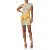 Afrm Mabel Cap Sleeve Open Back Minidress In Bird Of Paradise