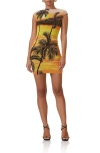 Afrm Mabel Cap Sleeve Open Back Minidress In Sunrise Palms