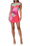 Afrm Mabel Printed Cap Sleeve Mesh Minidress In Graphic Floral