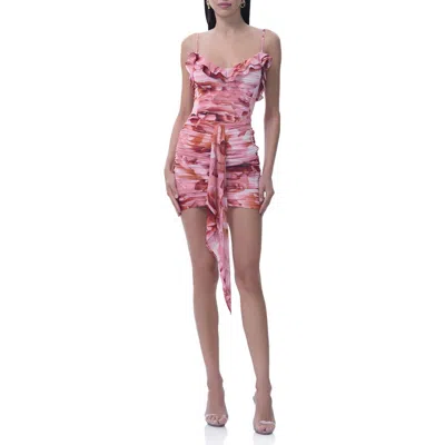 Afrm Mackie Allover Print Minidress In Pink