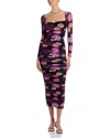 Afrm Maggie Ruched Square Neck Dress In Midnight Rain