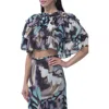 Afrm Manon Abstraxct Print Tiered Crop Top In Multi