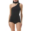 Afrm Maple One-shoulder Top, Shorts & Scarf Set In Black