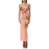 Afrm Barot Printed Off The Shoulder Mesh Maxi Dress