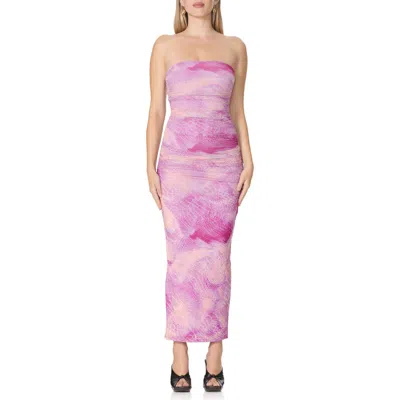 Afrm Marlo Strapless Mesh Maxi Dress In Pink