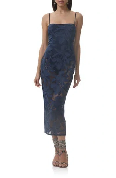 Afrm Marsaille Lace Midi Sundress In Blue