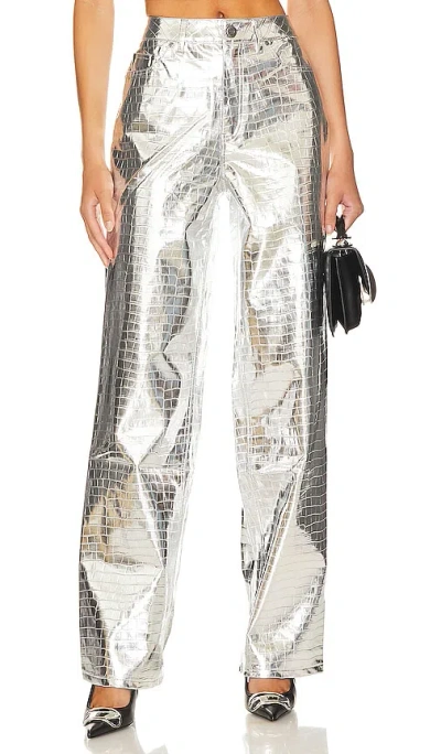 Afrm Weite Jeans Marshall In Metallic Silver