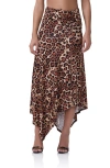 Afrm Mattie Leopard Print Handkerchief Hem Skirt In Cocoa Leopard