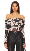 Afrm Maxine Bodysuit In 暗影碎花