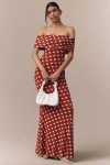 Afrm Mccall Off-the-shoulder Mesh Maxi Dress In Red