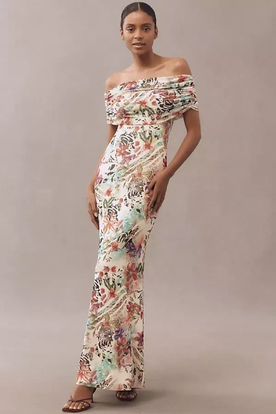 Afrm Mccall Off-the-shoulder Mesh Maxi Dress