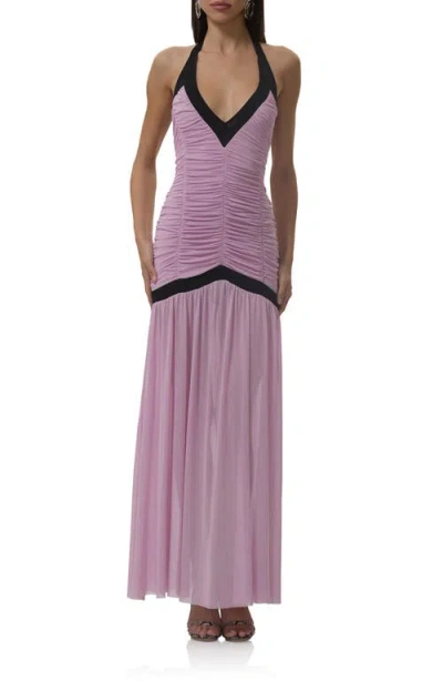 Afrm Melissa Shirred Drop Waist Dress In Purple