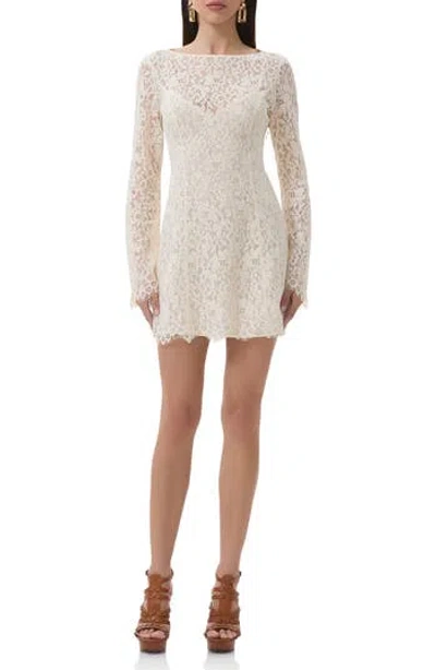 Afrm Milana Long Sleeve Lace Minidress In White