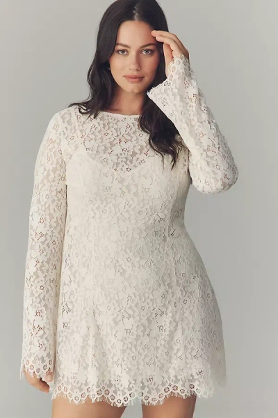 Afrm Milana Plus Long-sleeve Mini Dress In Sand