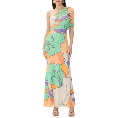 Afrm Mirabel One-shoulder Maxi Dress In Multi