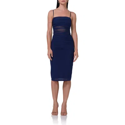 Afrm Miranda Ruched Sheath Dress In Bright Navy