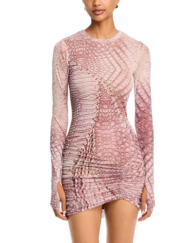Afrm Mirza Long Sleeve Minidress In Pink