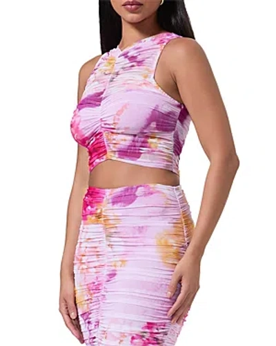 Afrm Misha Ruched Crop Top In Pink