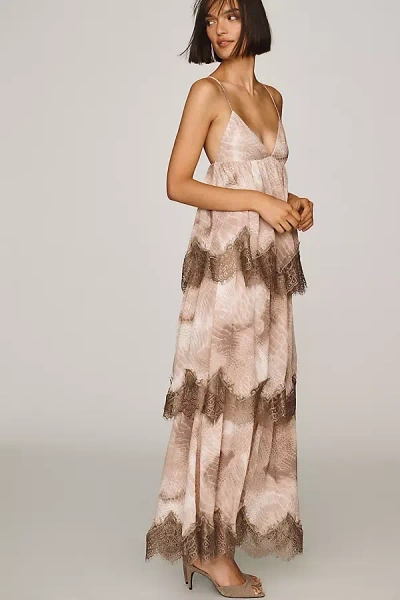 Afrm Murray Tiered Maxi Dress In Brown