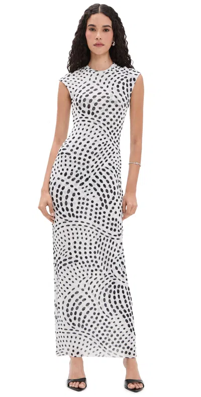 Afrm Mylo Dress Noir Swirl Dot In White