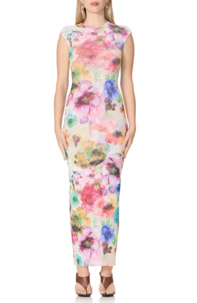 Afrm Mylo Print Mesh Maxi Dress In Multi