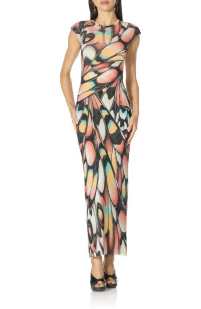 Afrm Mylo Print Mesh Maxi Dress In Multi