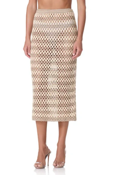 Afrm Natalia Stripe Crochet Maxi Skirt In Brown
