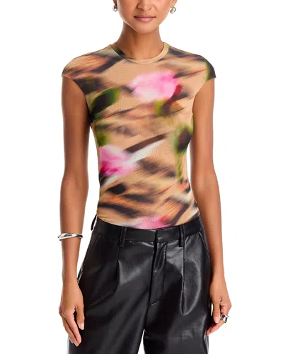 Afrm Nina Crewneck Mesh Tee In Multi