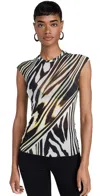 AFRM NINA CREWNECK MESH TOP ZEBRA LIME