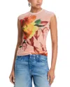 Afrm Nina Print Cap Sleeve Mesh Top