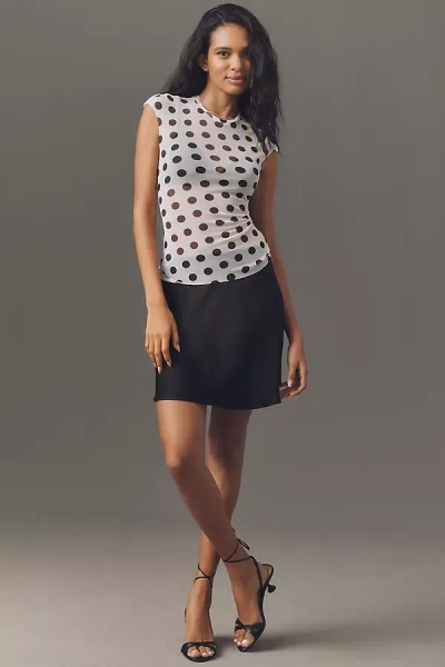 Afrm Nina Power Mesh Short-sleeve Fitted Tee In Black