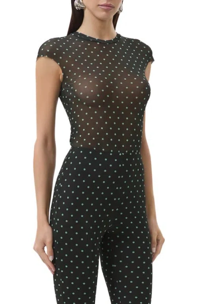 Afrm Nina Print Cap Sleeve Mesh Top