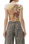 Afrm Nina Print Cap Sleeve Mesh Top