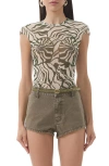 Afrm Nina Print Cap Sleeve Mesh Top