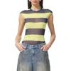 Afrm Nina Print Cap Sleeve Mesh Top In Lime Rugby