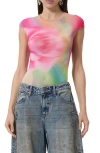 Afrm Plus Power Mesh Nina Tee In Animal Print