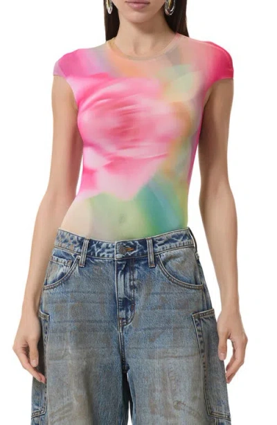 Afrm Plus Power Mesh Nina Tee In Animal Print