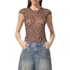 Afrm Nina Print Cap Sleeve Mesh Top In Spring Ditsy