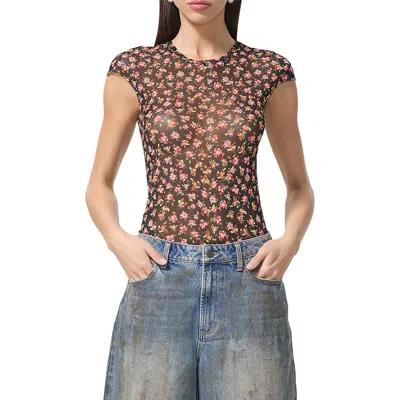 Afrm Nina Print Cap Sleeve Mesh Top In Spring Ditsy