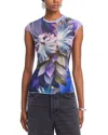 Afrm Nina Semi Sheer Top In Blue
