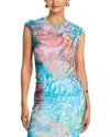 Afrm Nina Print Cap Sleeve Mesh Top In Multi