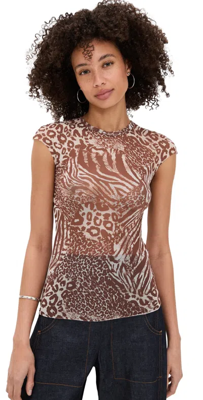 Afrm Nina Top Taupe Animal