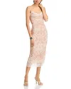 Afrm Shailene Turtleneck Long Sleeve Midi Dress In Almond Lace