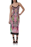 Afrm Nissa Lace Trim Midi Slipdress In Grunge Lace