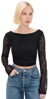 Afrm Noam Lace Crop Top Noir In Noir
